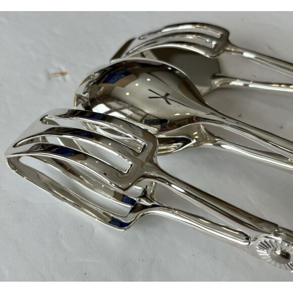 Elegance Silverplated Serving Tongs, set of three Cake Bread Salad 10" EP Zinc - Picture 7 of 16